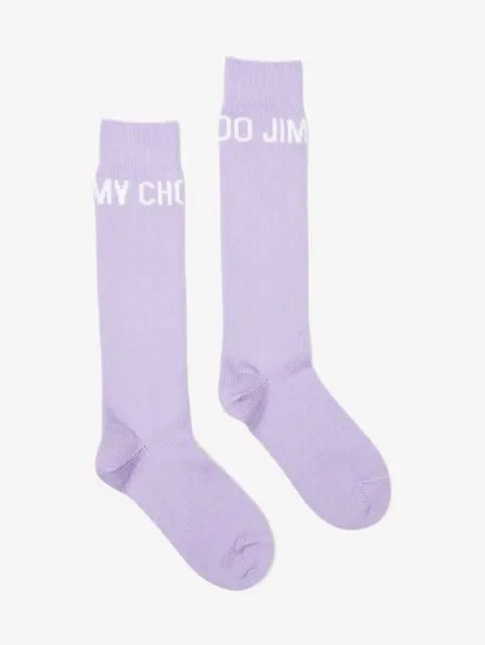 Jimmy Choo Intarsia Lavender Knit Crew Socks with White Logo NWT - Picture 4 of 4